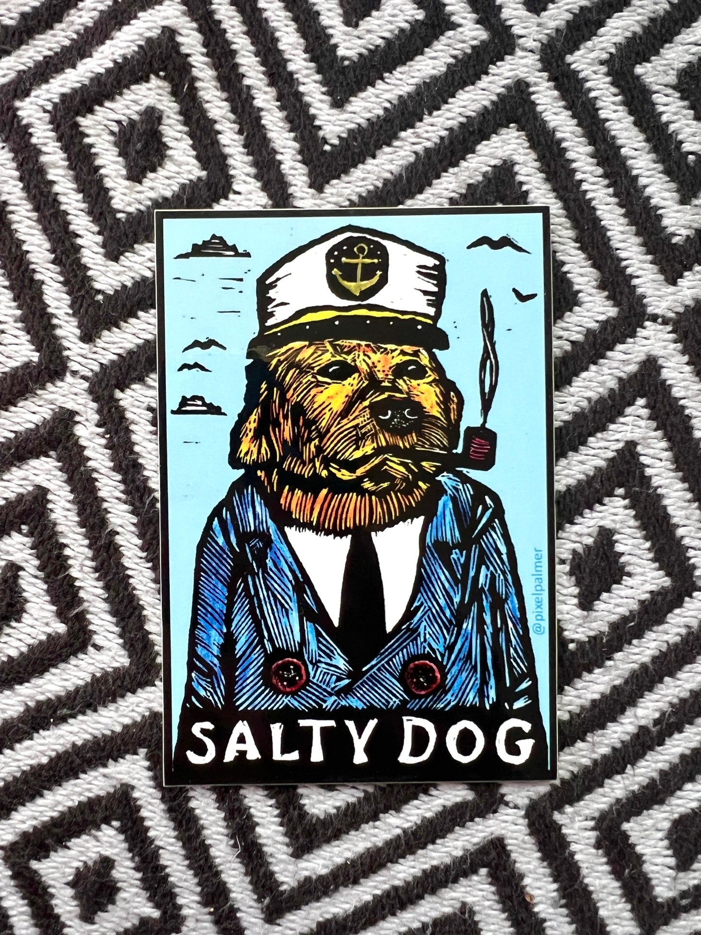 SALTY DOG ~ glossy vinyl sticker from Pixel Palmer, nautical, ocean, coastal
