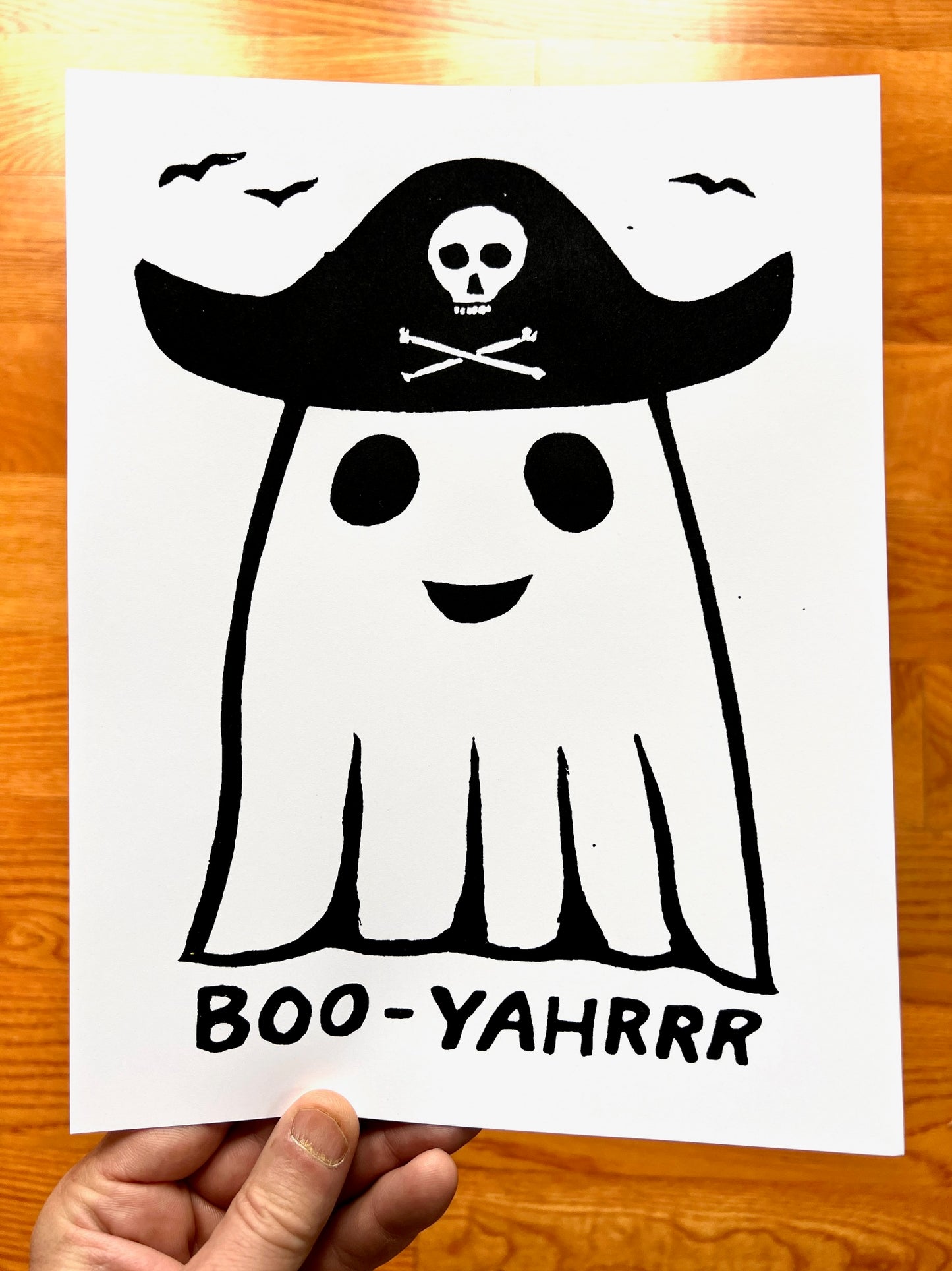 BOO-YAHRRR! : ghost pirate 8.5x11" Screen Print spooky Halloween Salem