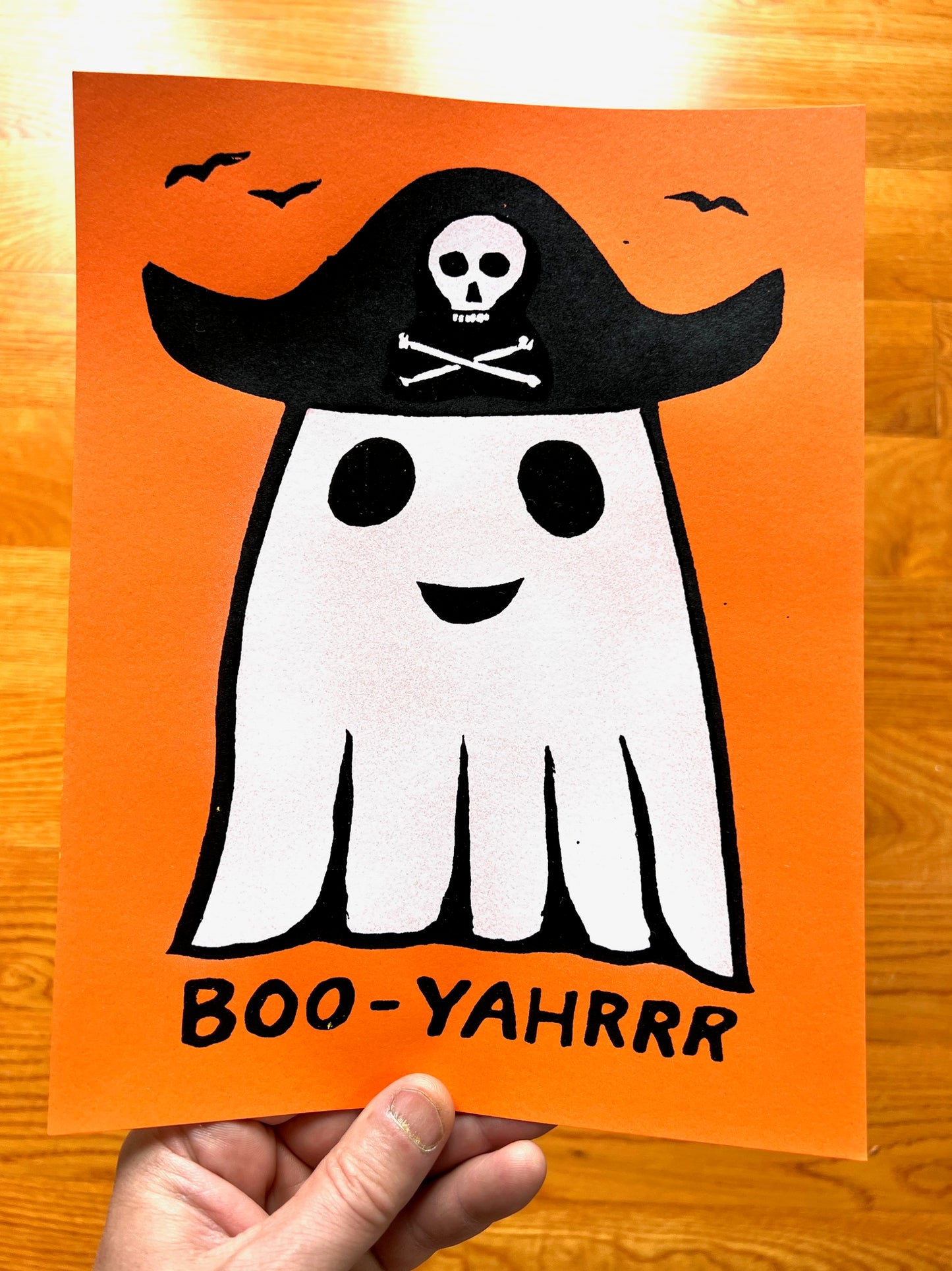 BOO-YAHRRR! : ghost pirate 8.5x11" Screen Print spooky Halloween Salem