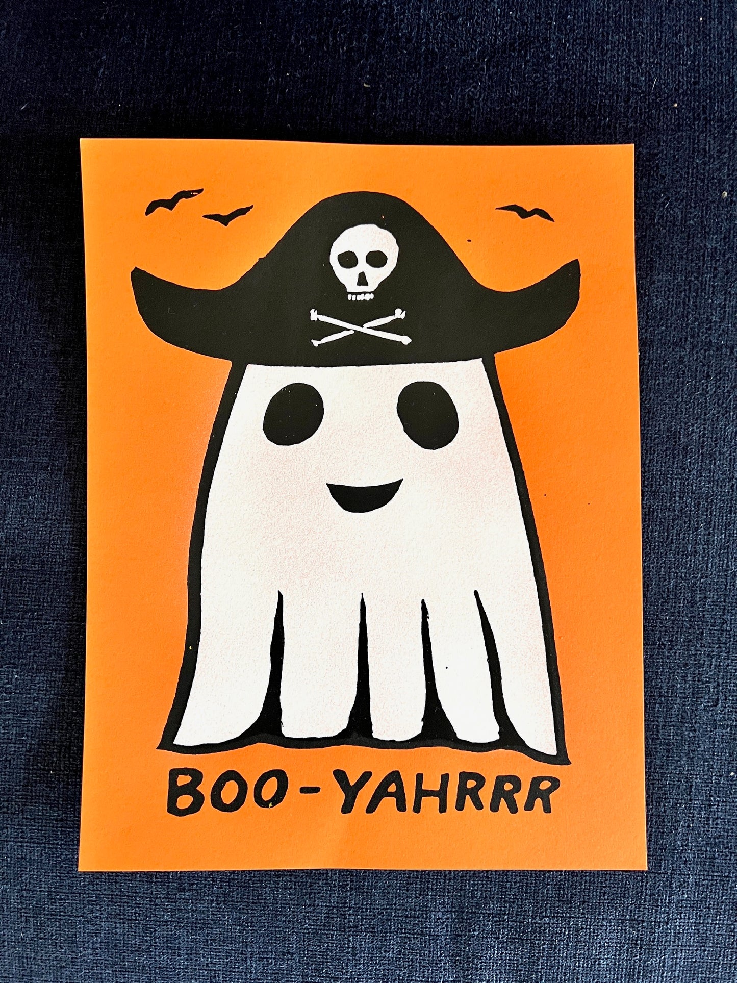 BOO-YAHRRR! : ghost pirate 8.5x11" Screen Print spooky Halloween Salem