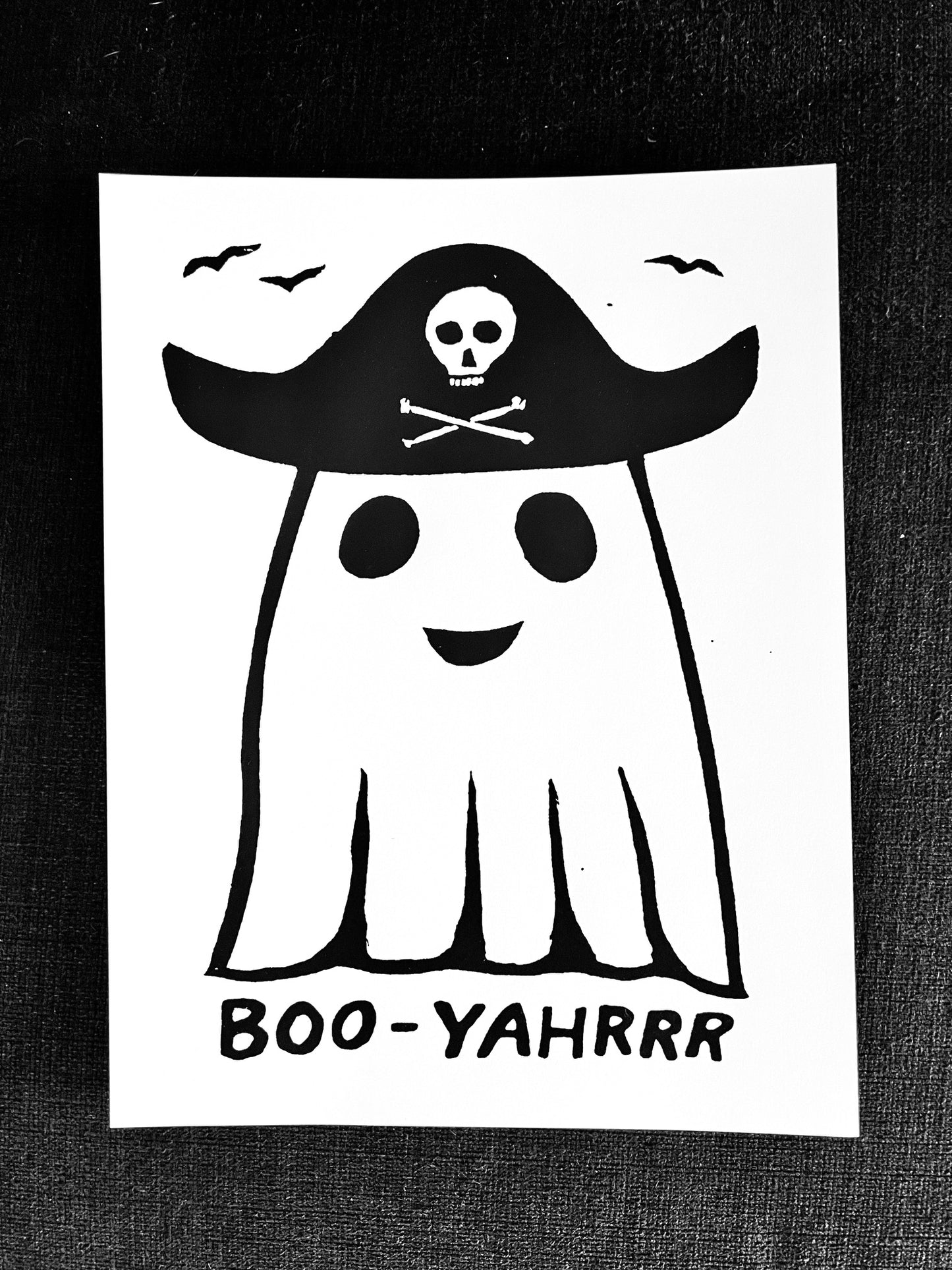 BOO-YAHRRR! : ghost pirate 8.5x11" Screen Print spooky Halloween Salem