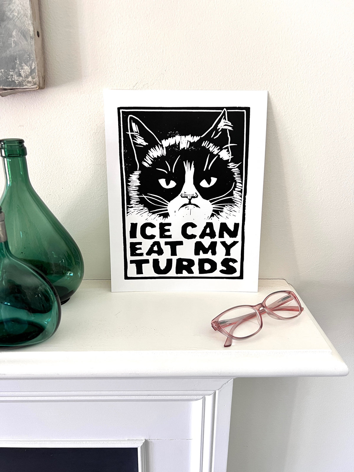 ICE CAN EAT MY TURDS screen print 8.5x11" cat resist feline