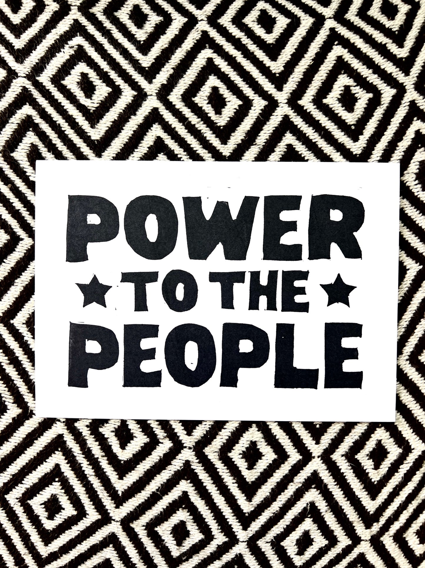 POWER TO THE PEOPLE - block print linocut woodcut