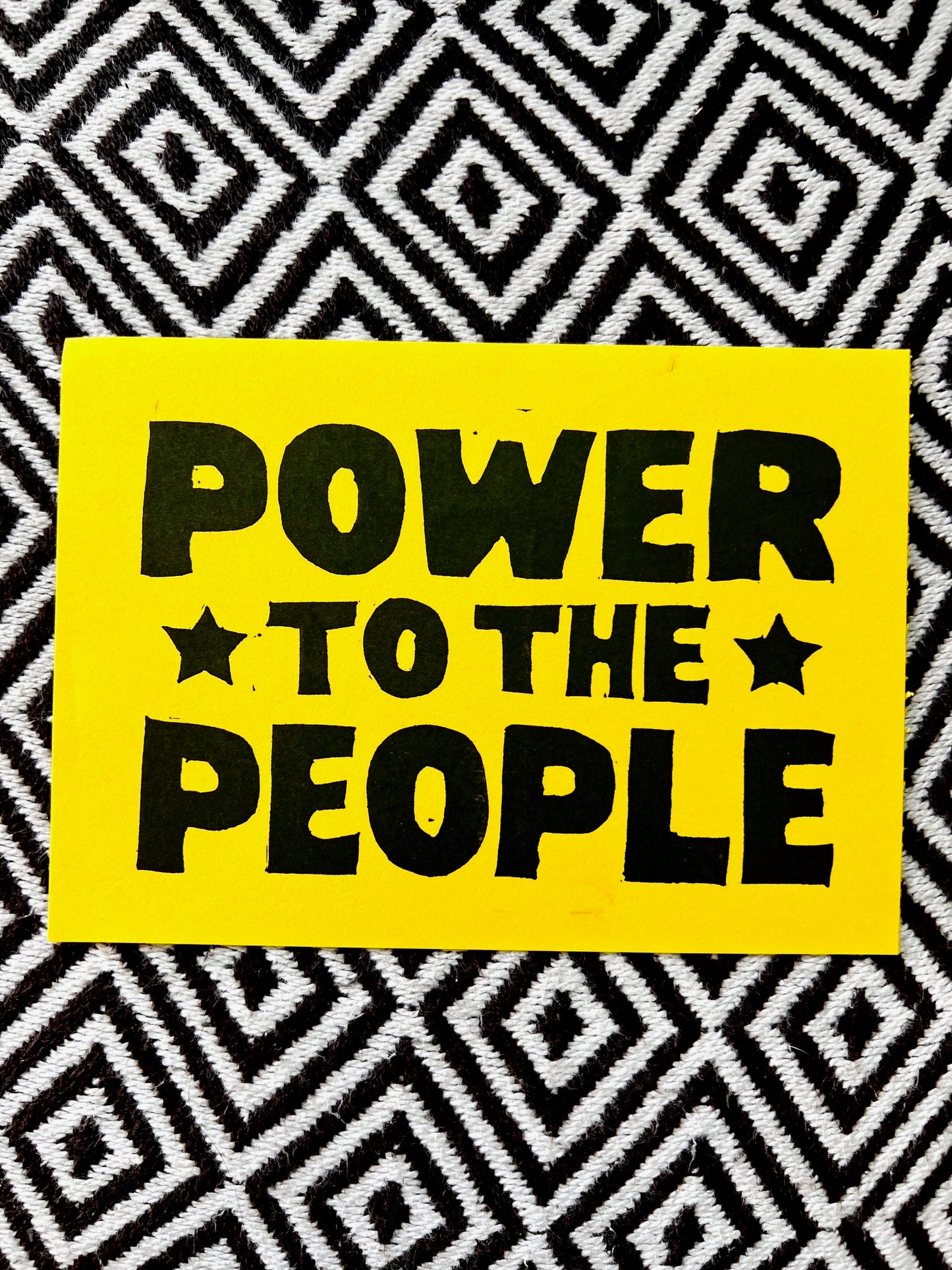 POWER TO THE PEOPLE - block print linocut woodcut