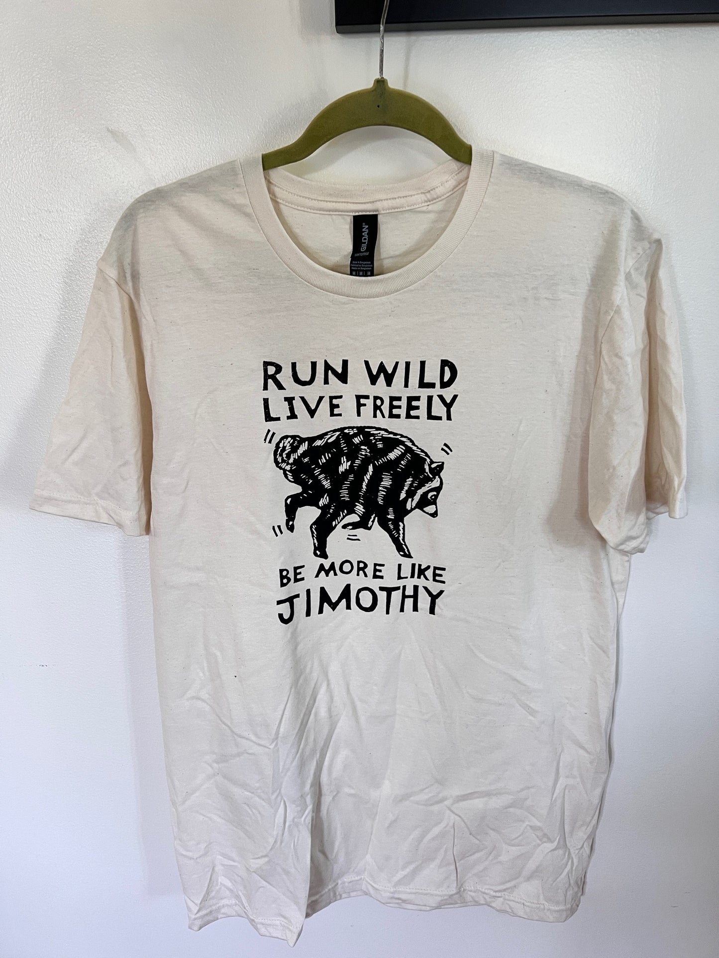 JIMOTHY Live Freely - Natural tee Black ink All Cotton SoftStyle Men's sizes