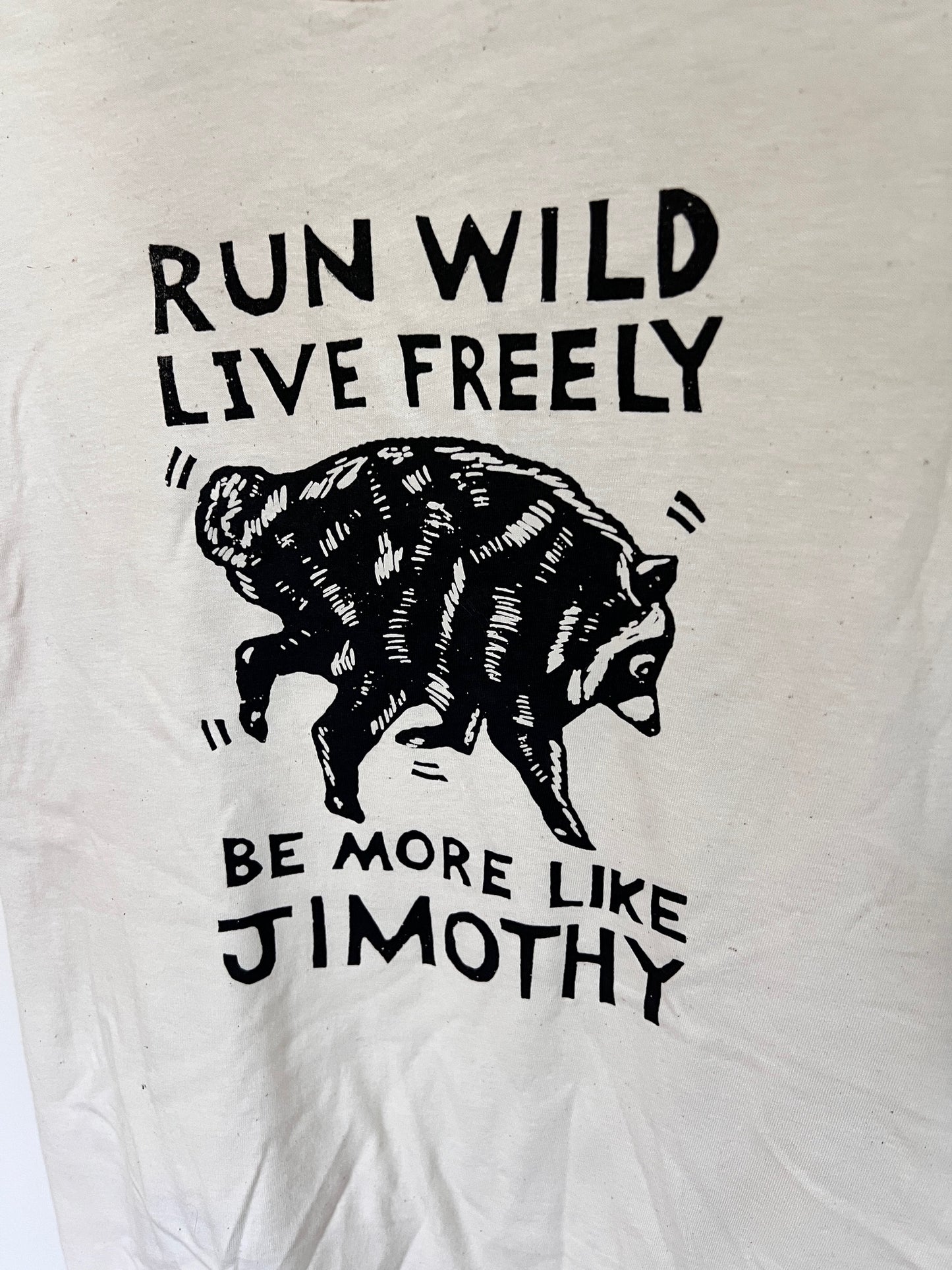 JIMOTHY Live Freely - Natural tee Black ink All Cotton SoftStyle Men's sizes