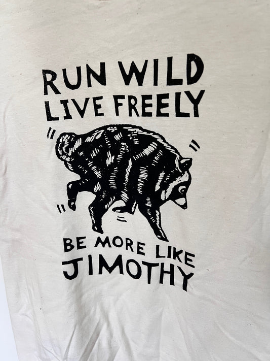 JIMOTHY Live Freely - Natural tee Black ink All Cotton SoftStyle Men's sizes