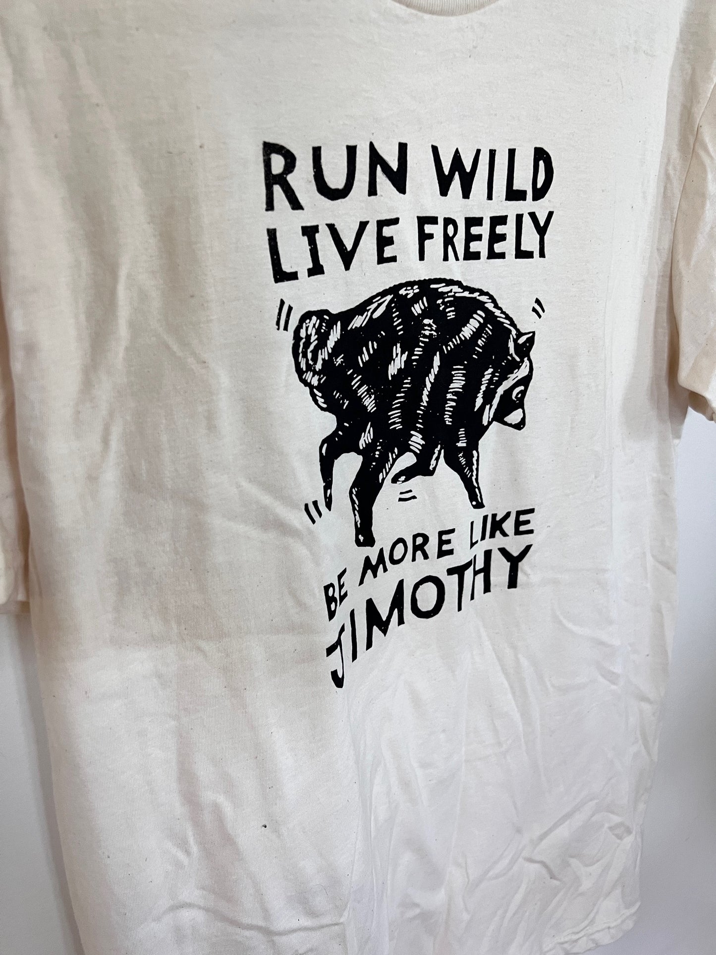 JIMOTHY Live Freely - Natural tee Black ink All Cotton SoftStyle Men's sizes