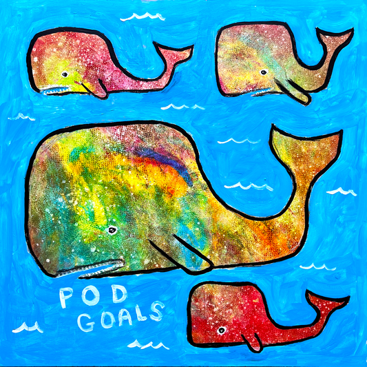 Pod Goals - 24x24" original painting on wood panel 2025
