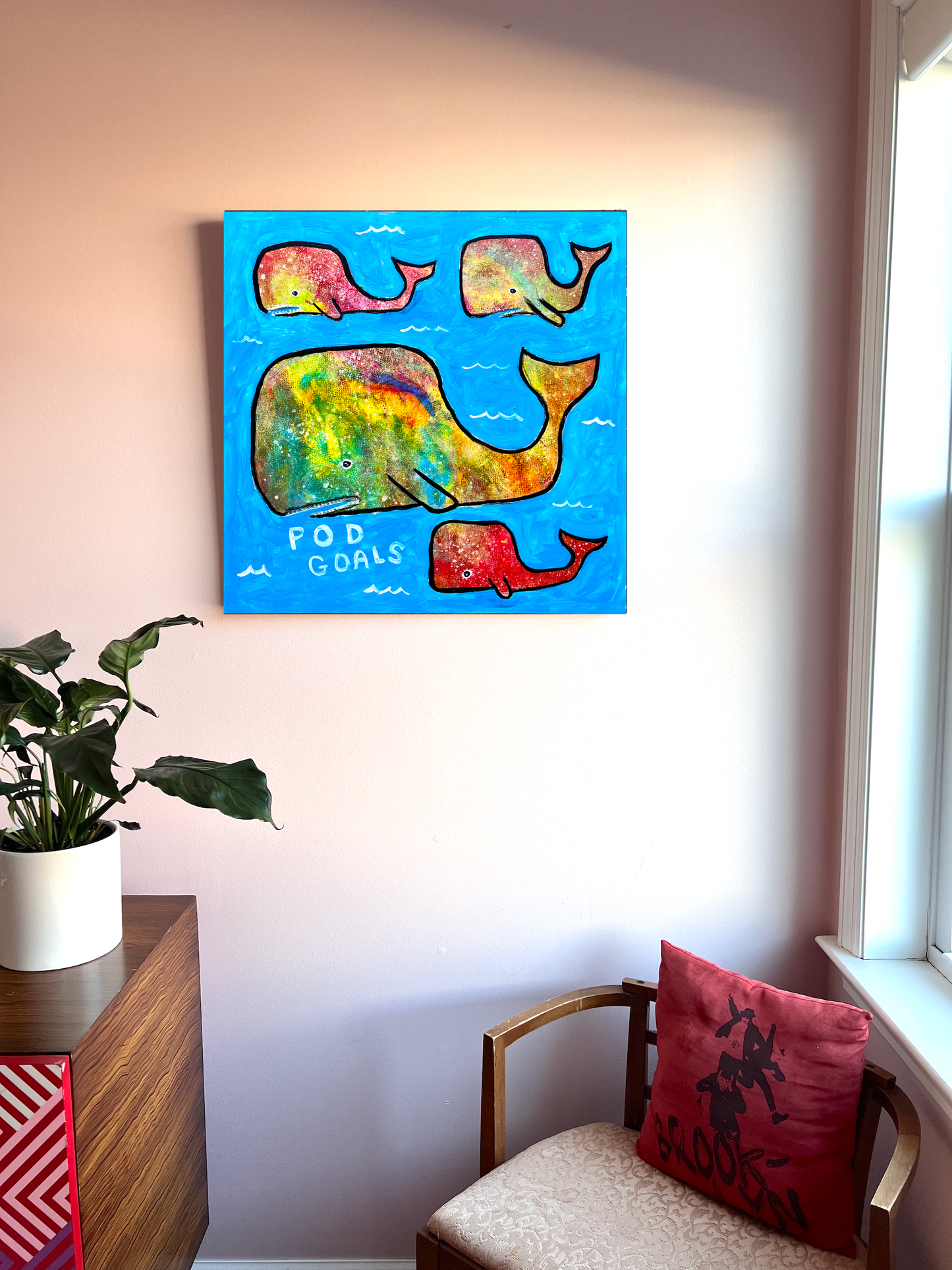 Pod Goals - 24x24" original painting on wood panel 2025