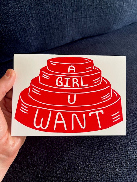 A Girl U Want Devo Dome Hat - Greeting Card w/ envelope blank inside 5x7’’ - Greeting Card