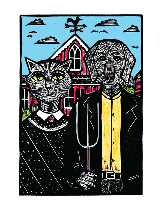 American Gothic / Catmerican Dogthic (8.5 x 11’’) color print - Arts & Crafts