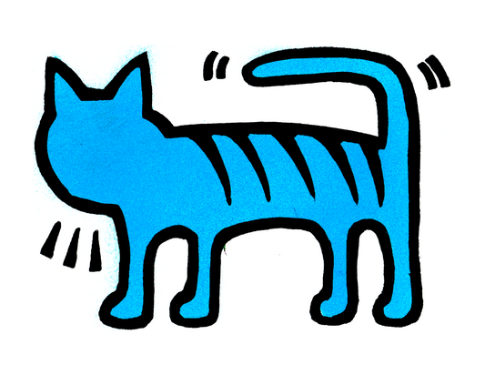 Blue Cat / Keith Haring inspired (8.5 x 11’’) color print - Arts & Crafts