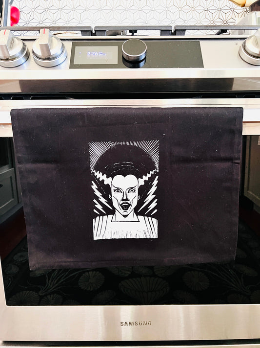 Bride of Frankenstein HALLOWEEN - tea towel all cotton kitchen cooking baking food - Towel