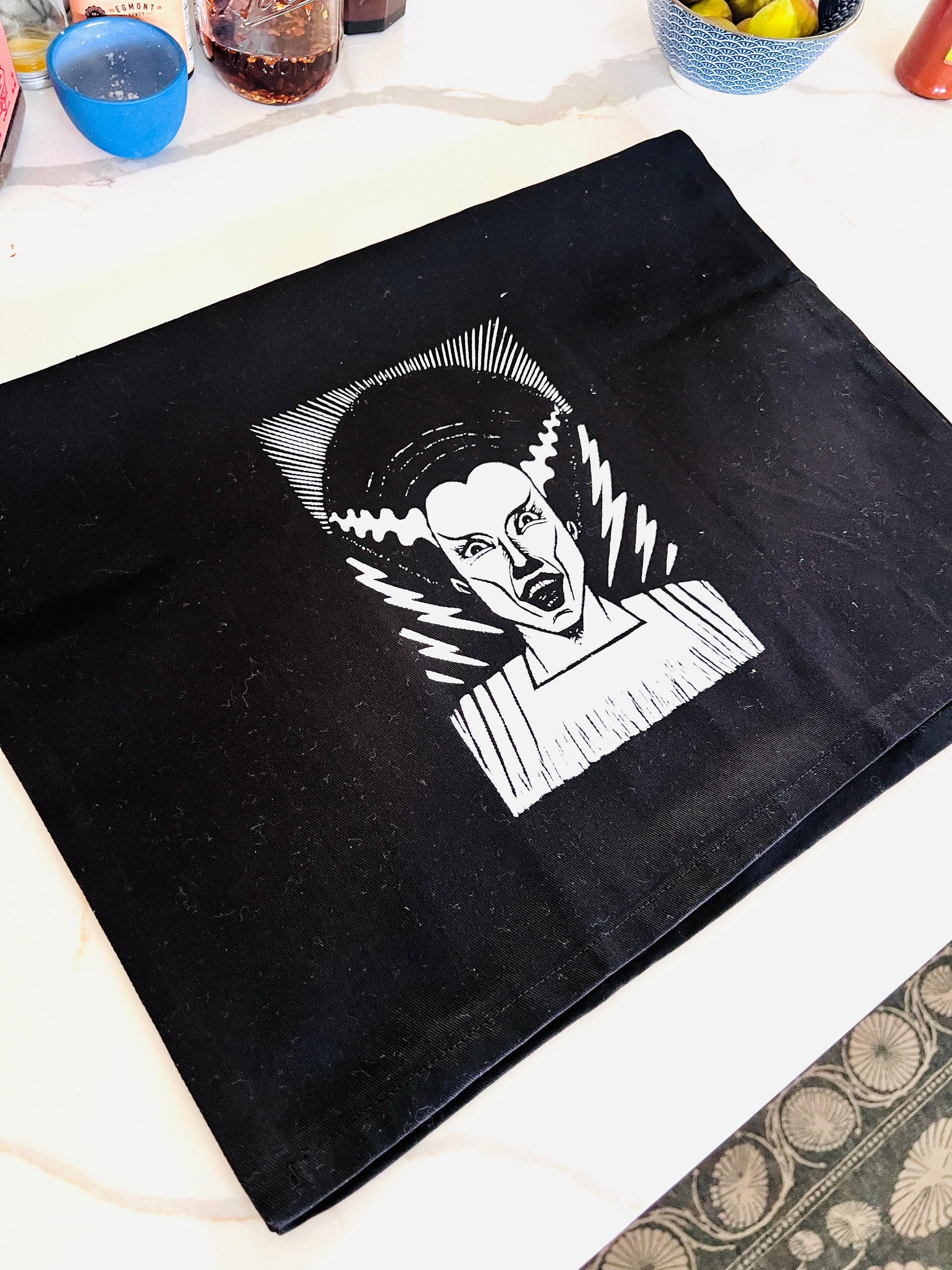 Bride of Frankenstein HALLOWEEN - tea towel all cotton kitchen cooking baking food - Towel