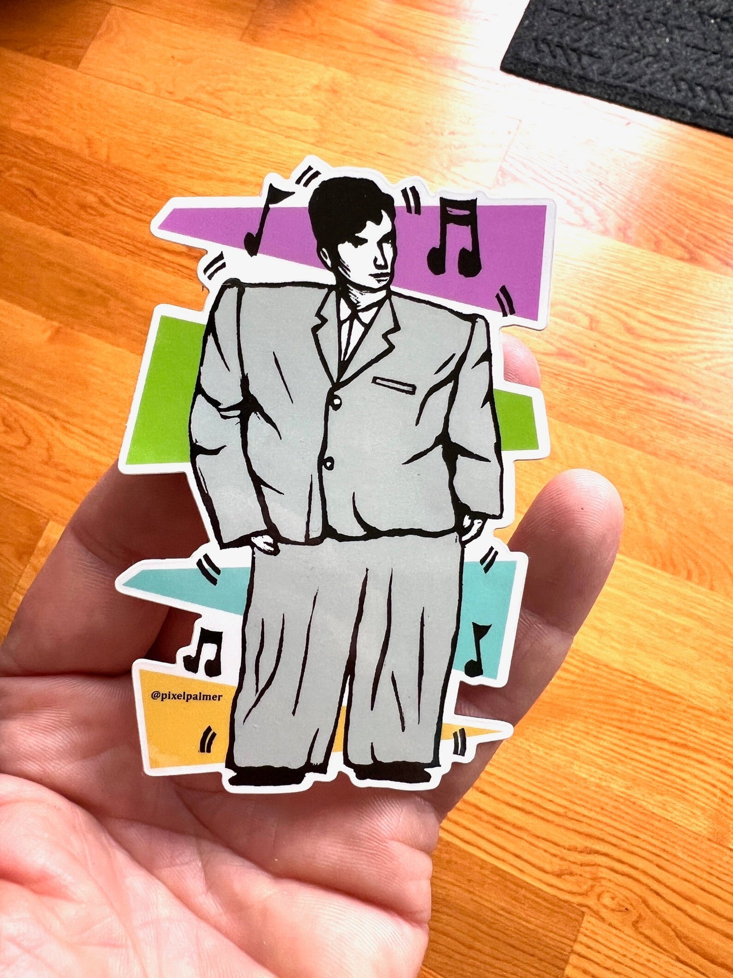David Byrne Big Suit - glossy vinyl sticker from Pixel Palmer Talking Heads - Sticker