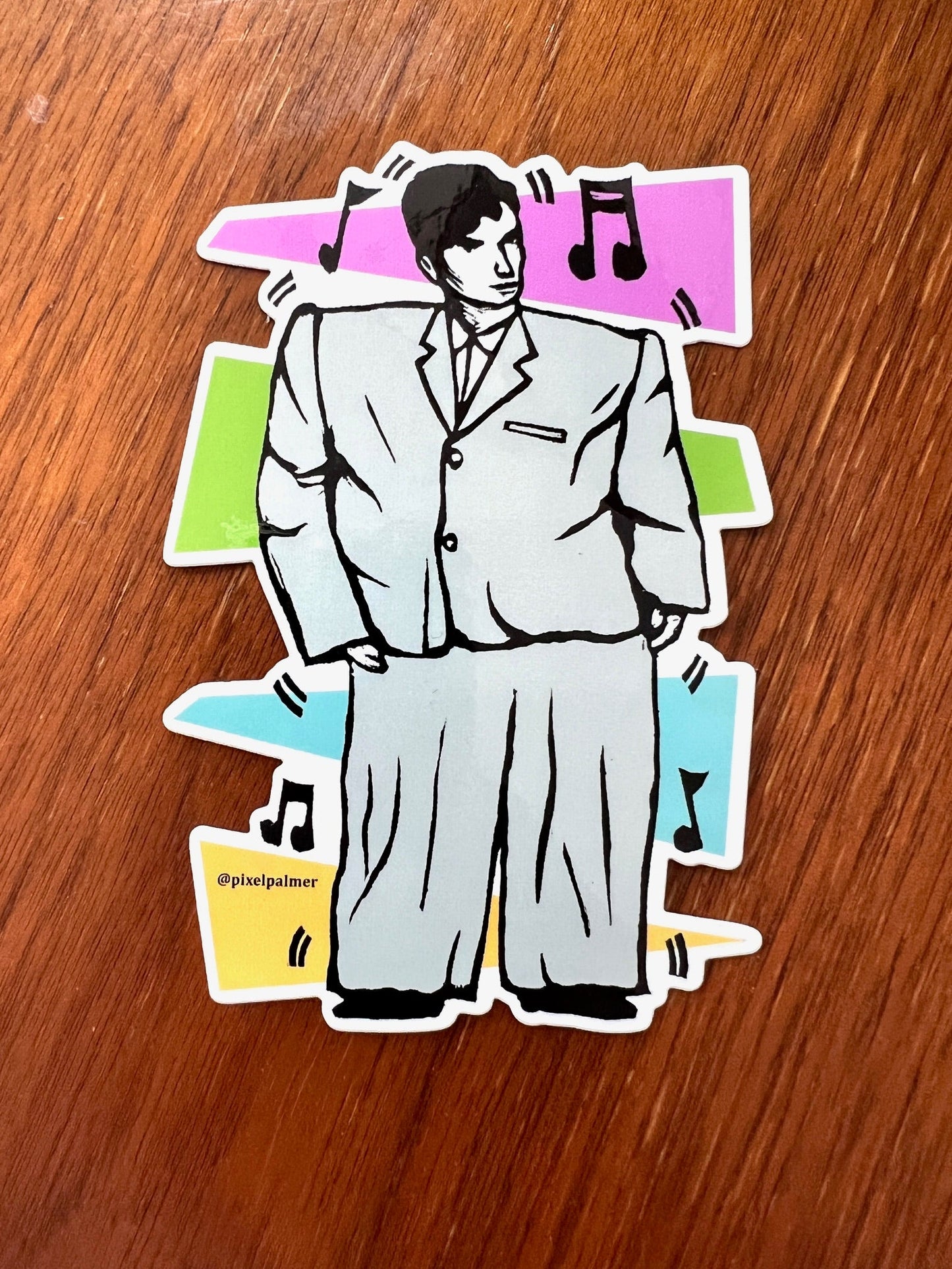 David Byrne Big Suit - glossy vinyl sticker from Pixel Palmer Talking Heads - Sticker