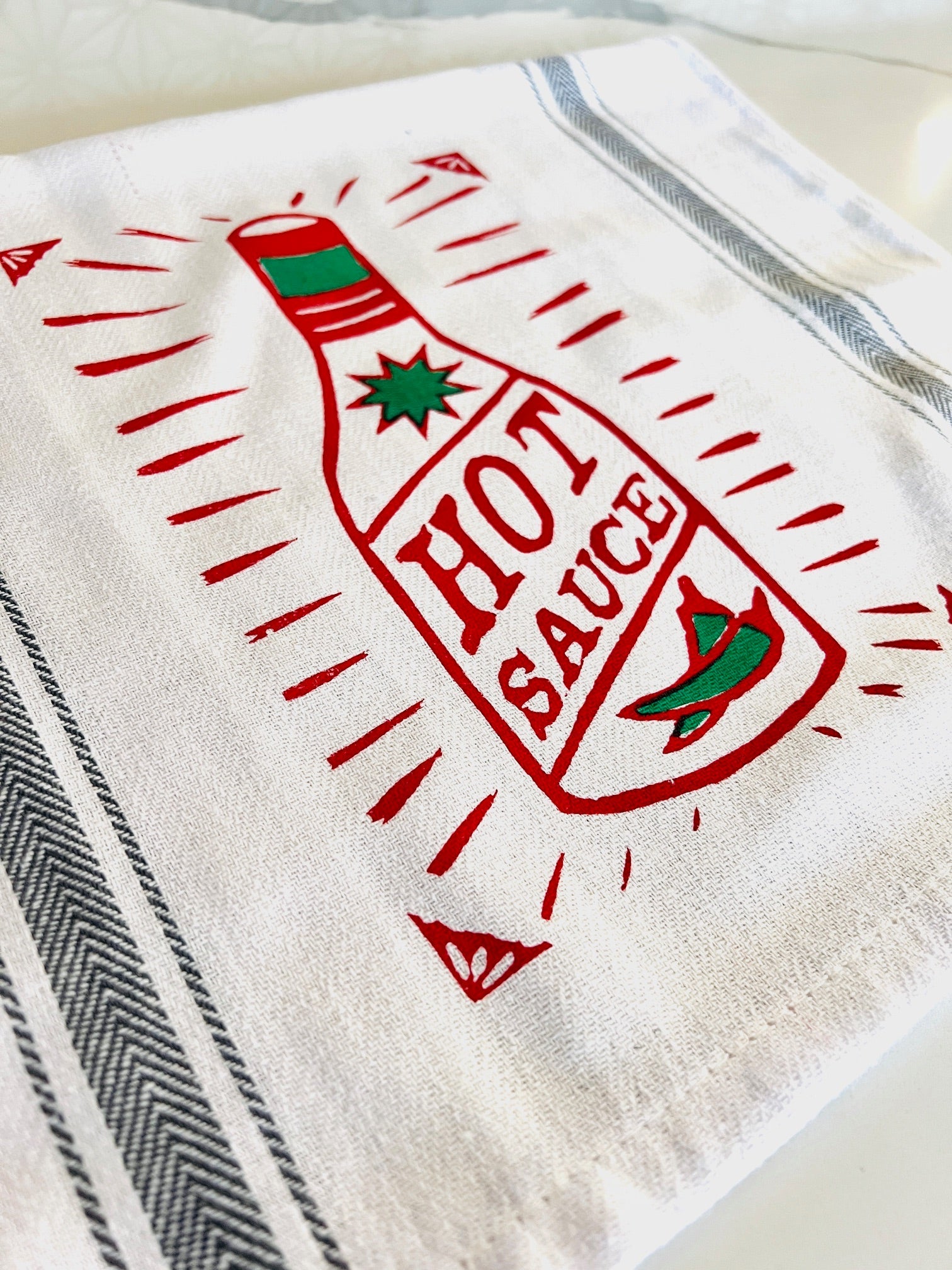 HOT SAUCE - tea towel all cotton kitchen cooking - Towel