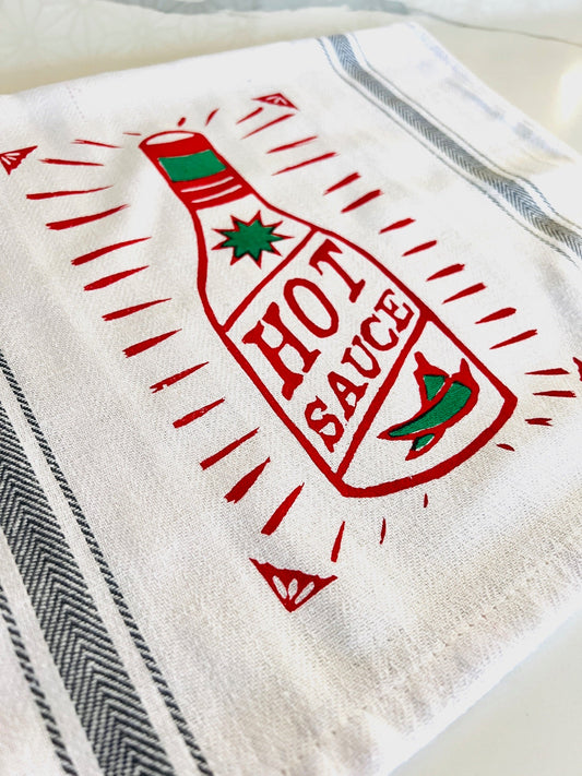 HOT SAUCE - tea towel all cotton kitchen cooking - Towel