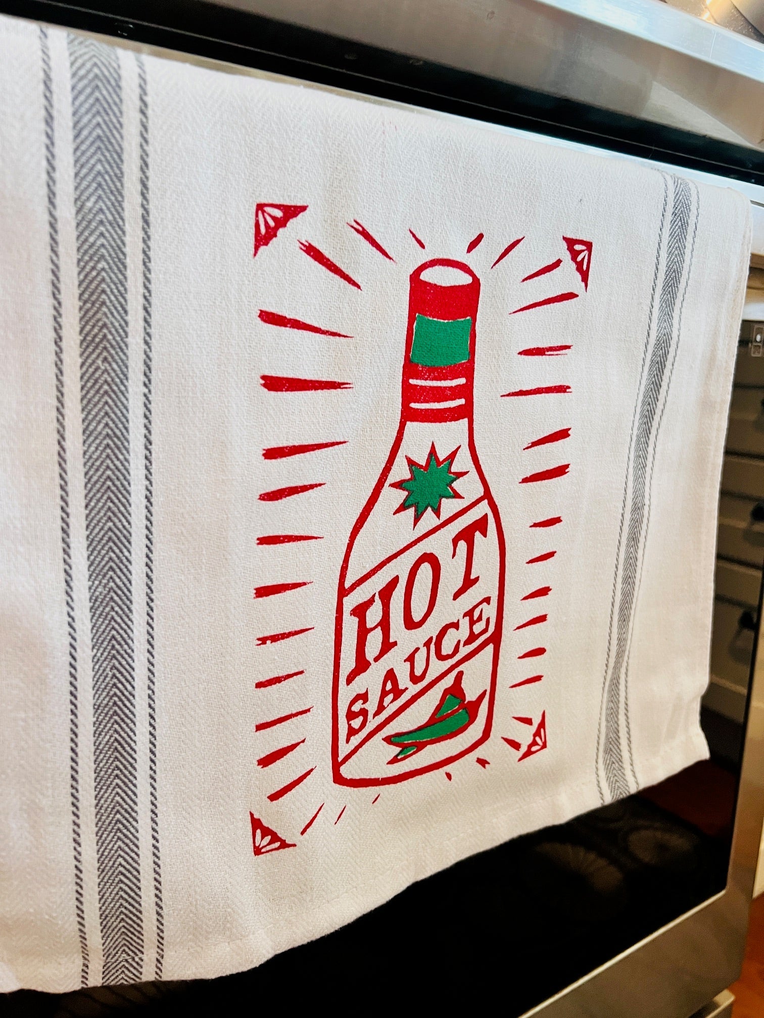 HOT SAUCE - tea towel all cotton kitchen cooking - Towel