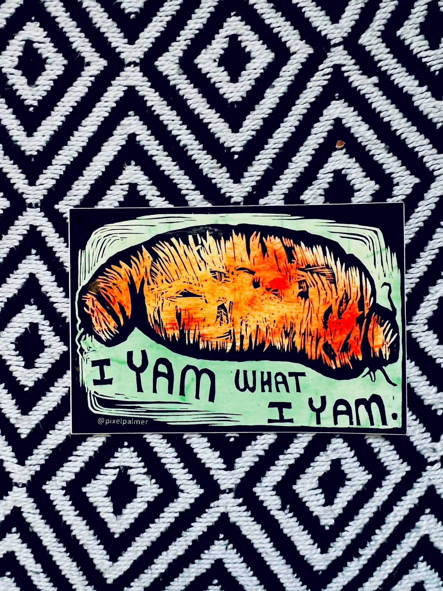 I YAM WHAT I YAM - glossy vinyl sticker from Pixel Palmer food cooking - Sticker