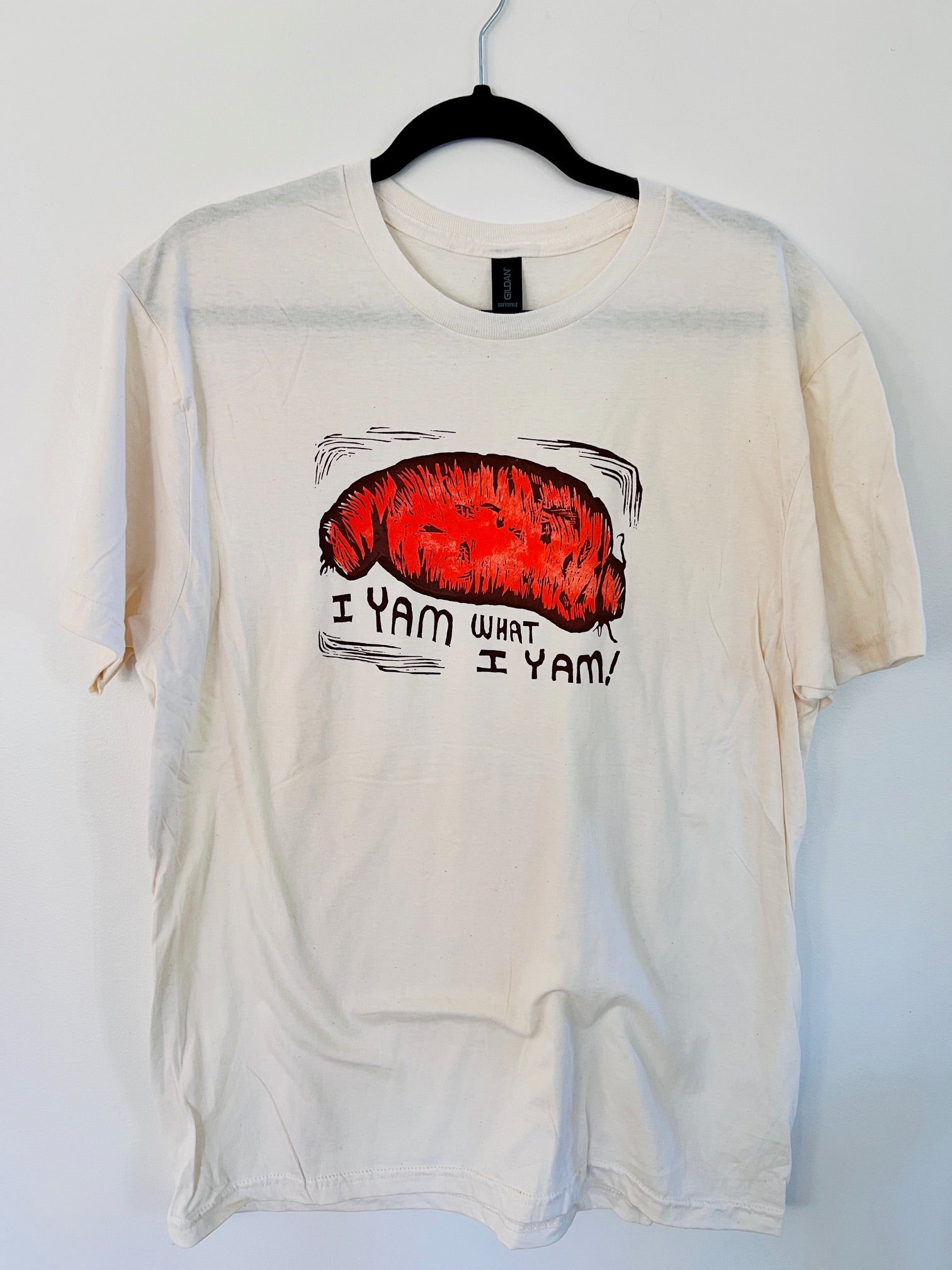 I YAM WHAT I YAM! - 2-color screen print T-shirt Unisex Softstyle all cotton - Apparel