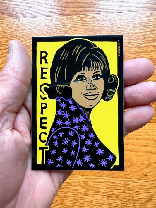 Aretha Franklin (RESPECT) - glossy color vinyl sticker Motown
