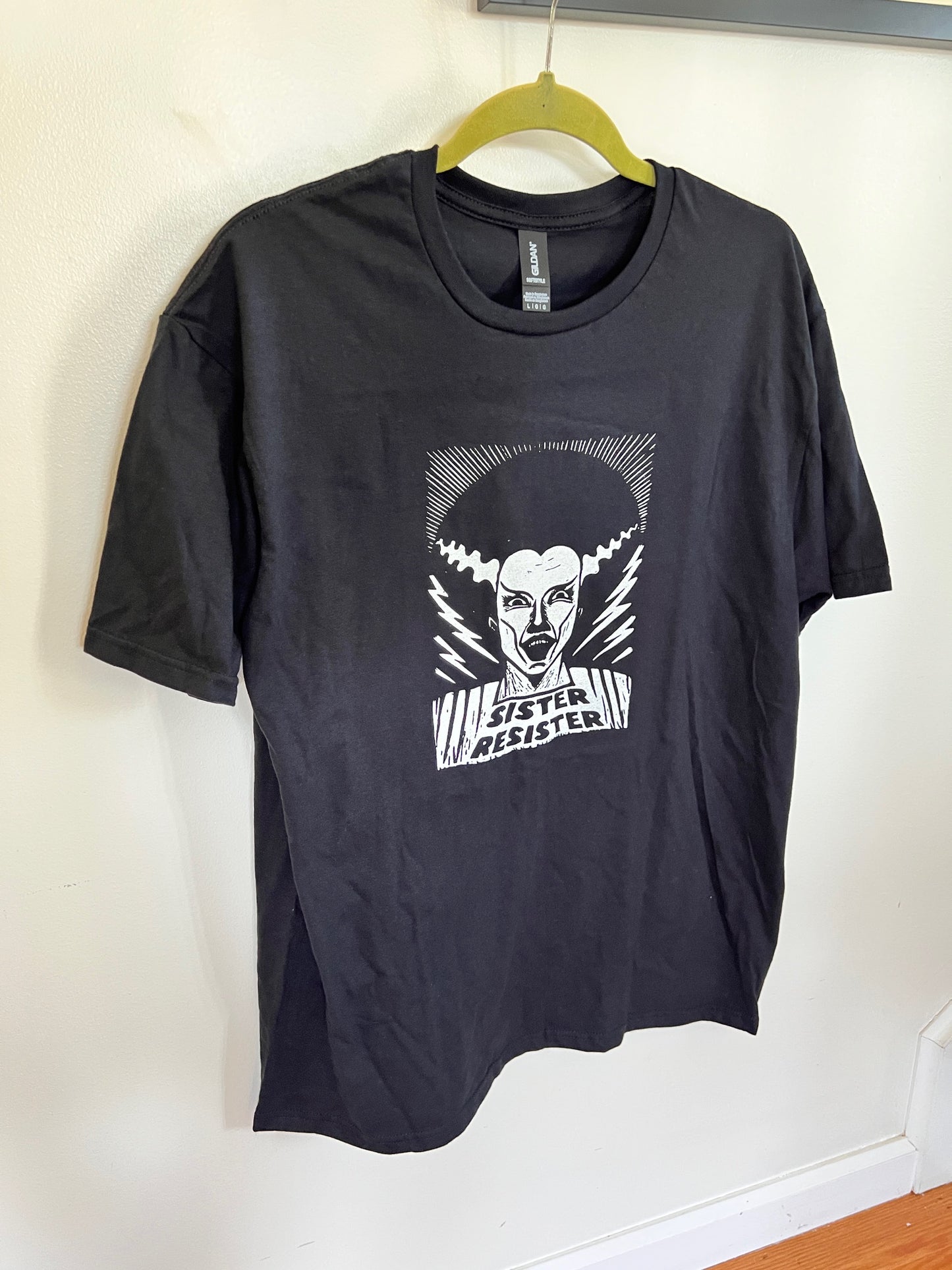 SISTER RESISTER - Bride of Frankenstein - Black tee White ink All Cotton