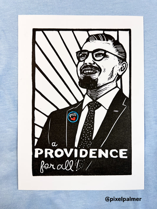 Mayor-Elect, David Morales "a Providence for all" - block print linocut Rhode Island