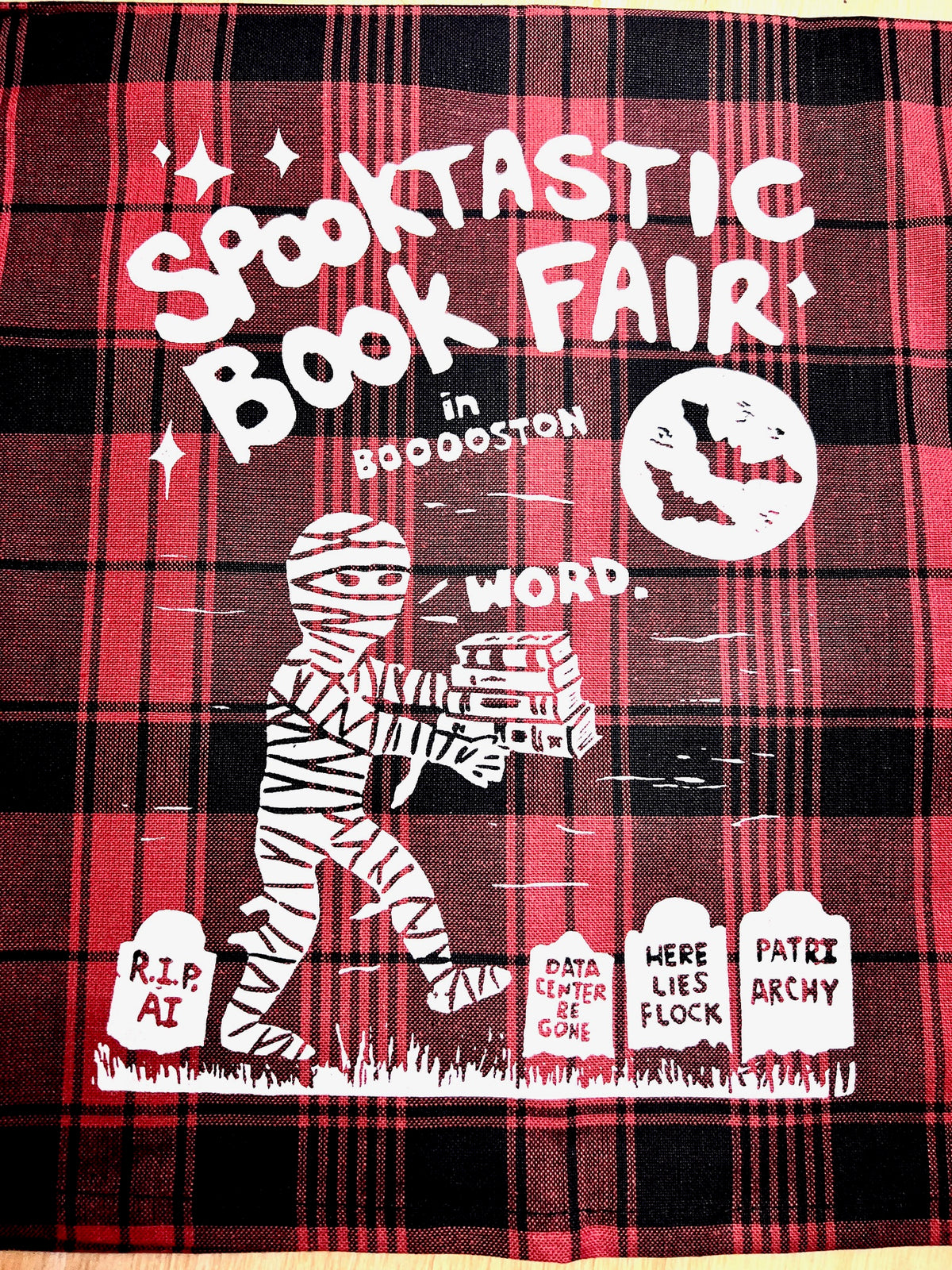 SPOOKTASTIC BOOK FAIR - all cotton tea towel in Plaid!