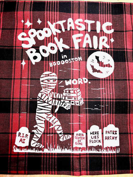 SPOOKTASTIC BOOK FAIR - all cotton tea towel in Plaid!