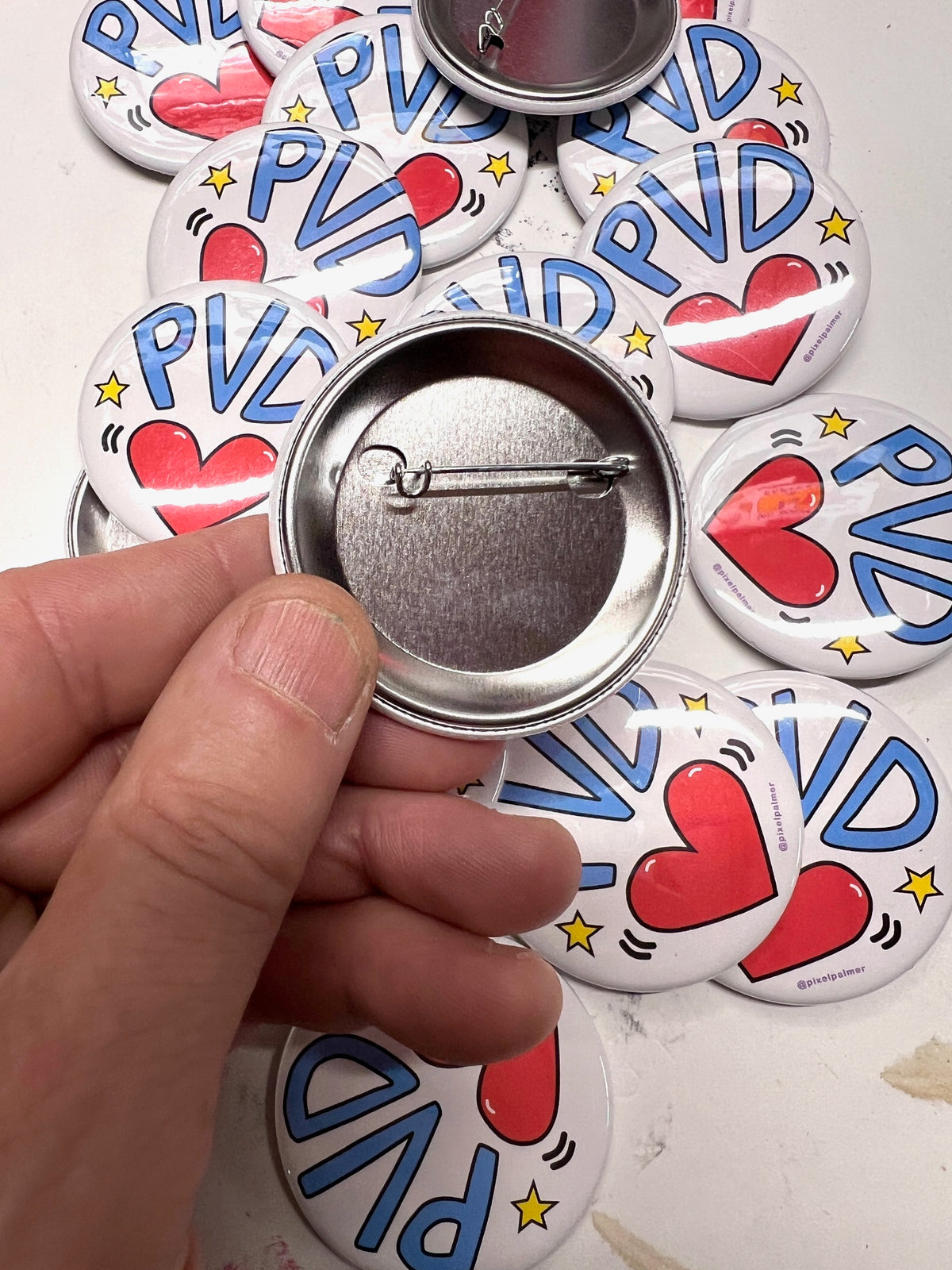 PVD (HEART) LOVE pin-back button 2.25" round Providence Rhode Island