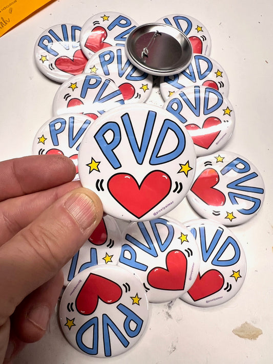 PVD (HEART) LOVE pin-back button 2.25" round Providence Rhode Island