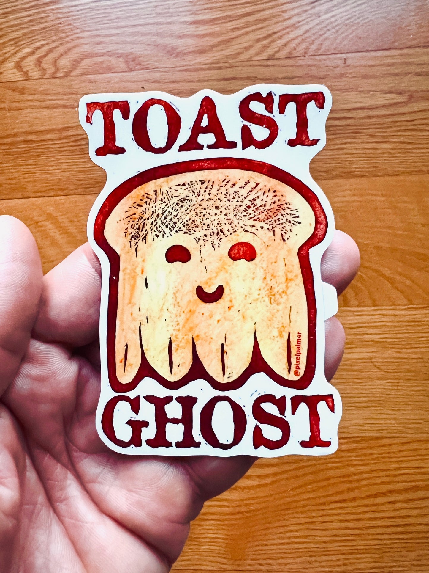 TOAST GHOST ~ glossy die cut vinyl sticker from Pixel Palmer kids