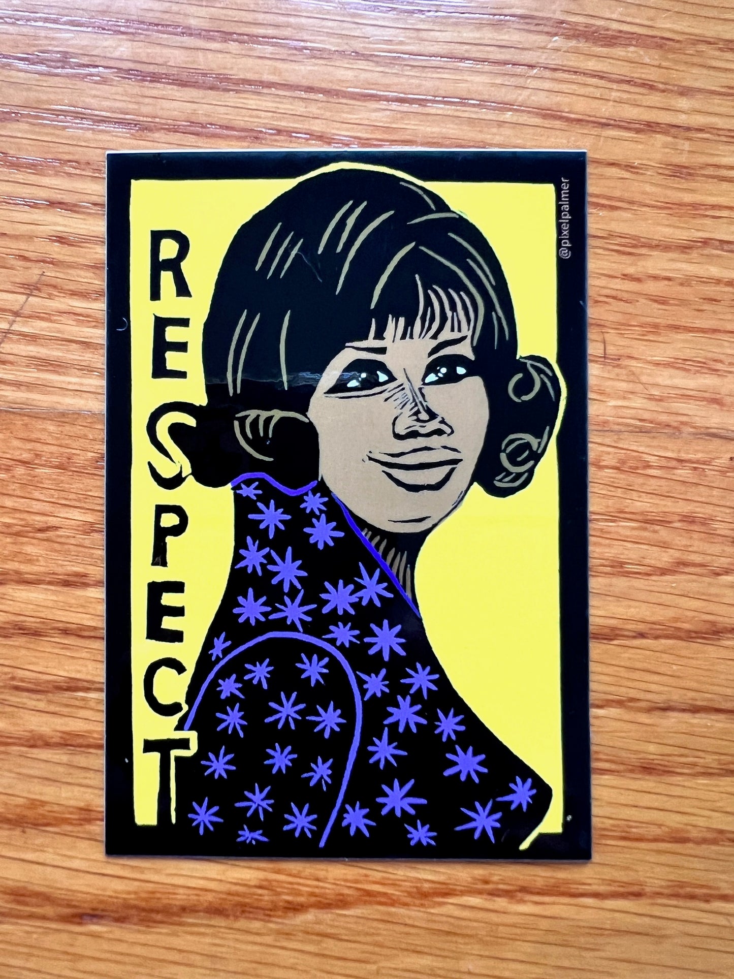 Aretha Franklin (RESPECT) - glossy color vinyl sticker Motown