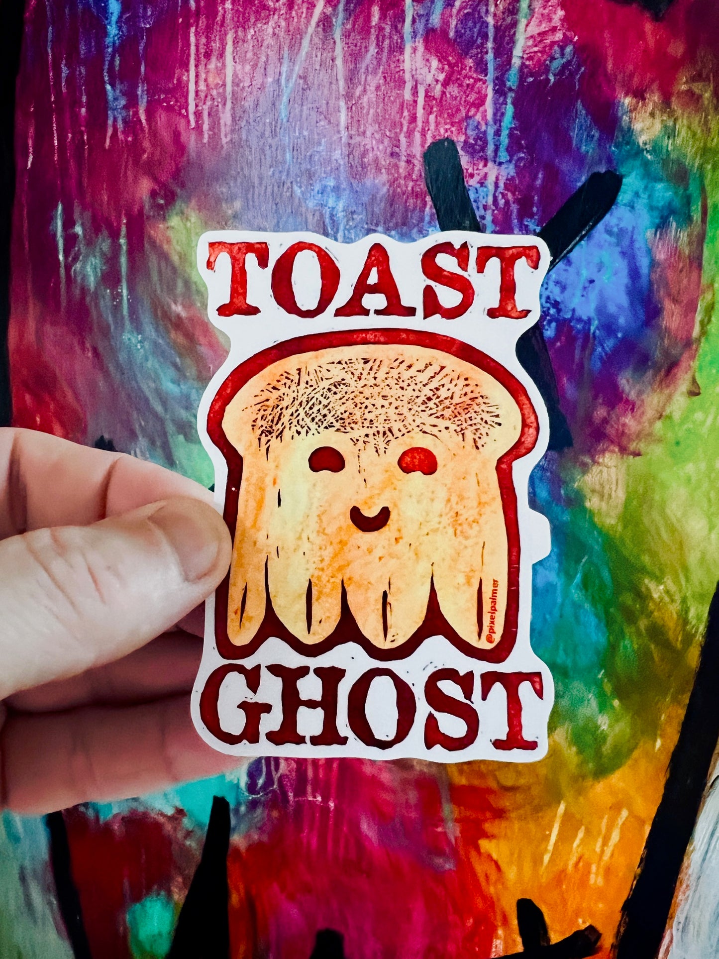 TOAST GHOST ~ glossy die cut vinyl sticker from Pixel Palmer kids
