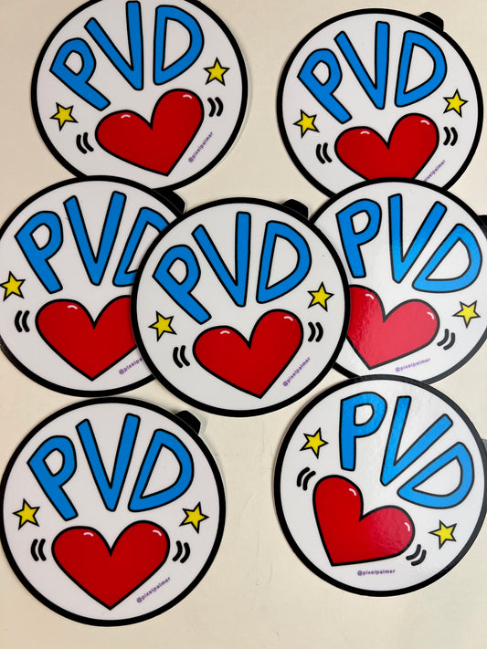 PVD (HEART) LOVE vinyl sticker 3" round Providence Rhode Island