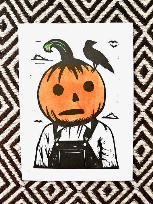 Jack has Corvid:: block print - Prints