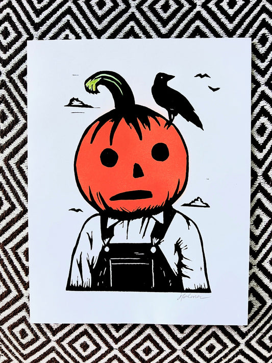Jack has Corvid: Halloween Pumpkin Crow - 8.5x11’’ Screen Print - Prints