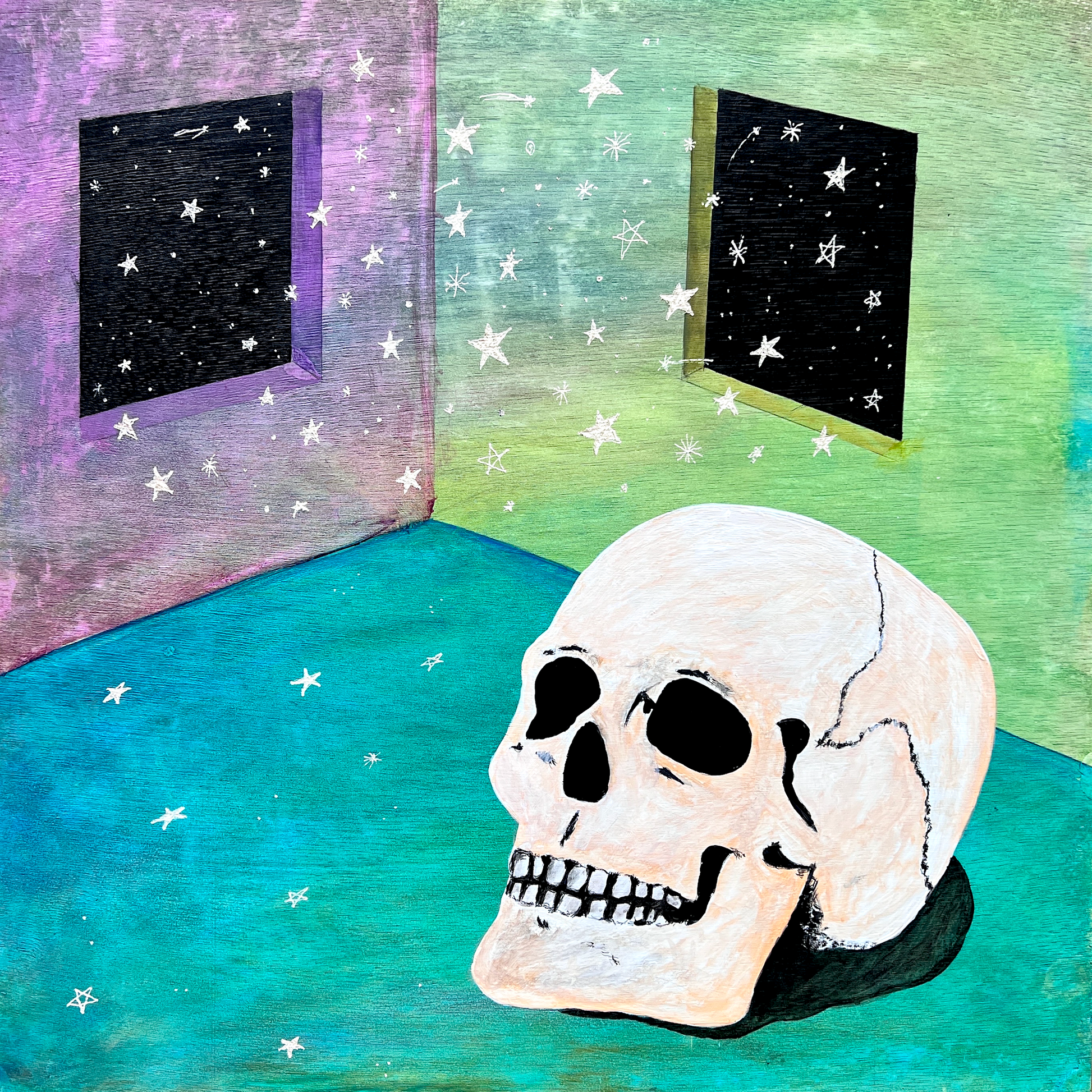 Let The Stars In - 24x24’’ original painting on wood panel 2025 - Arts & Crafts