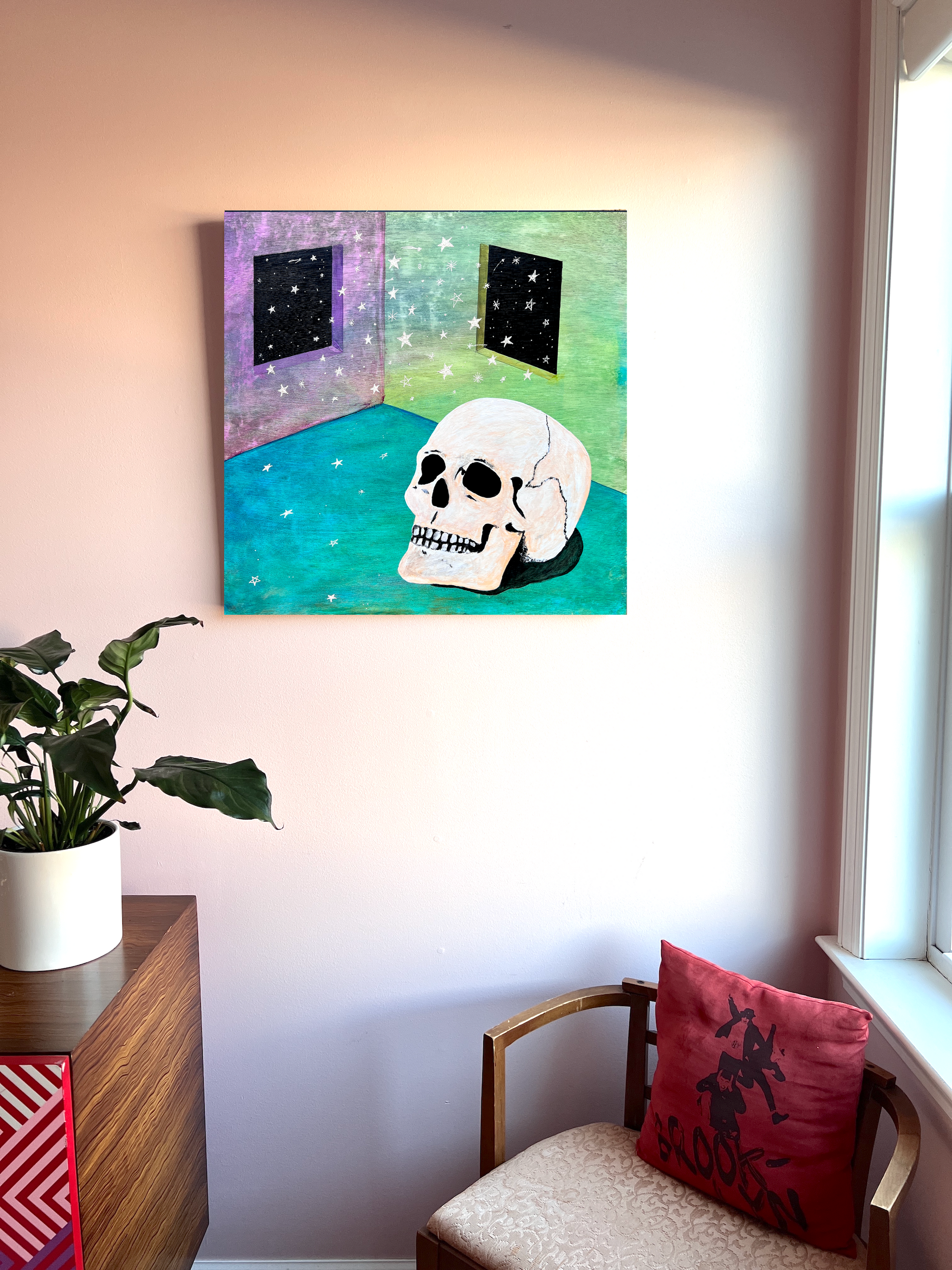 Let The Stars In - 24x24’’ original painting on wood panel 2025 - Arts & Crafts