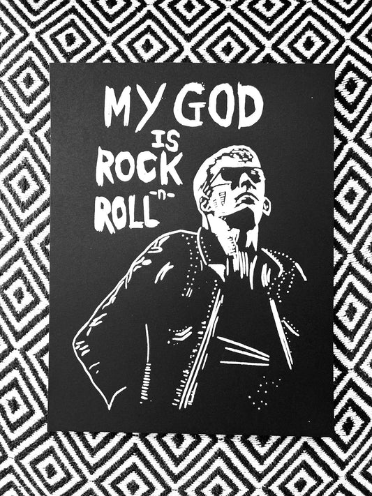 Lou Reed MY GOD IS ROCK N ROLL - screen print - Prints
