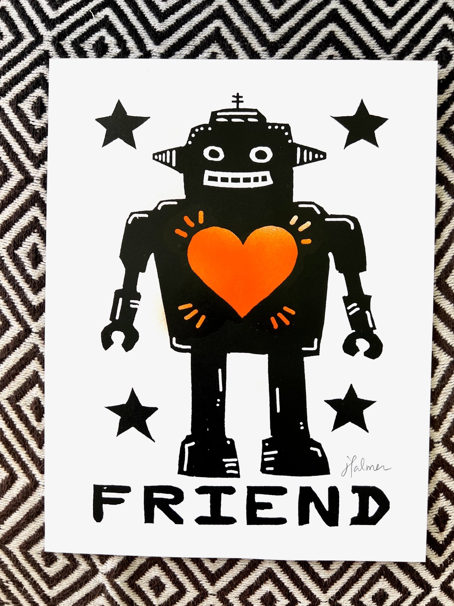 ROBOT FRIEND: 8.5x11’’ Screen Print - Black - Prints