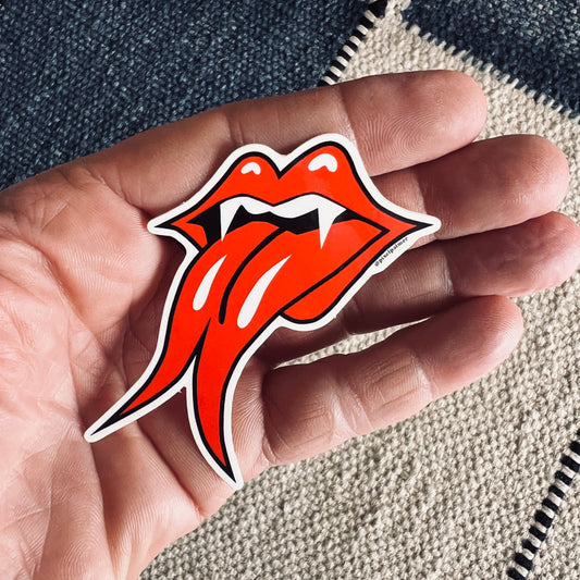 Rolling Stones - Devil Vampire Lips 2.5 x 3.5’’ glossy vinyl sticker from Pixel Palmer - Prints
