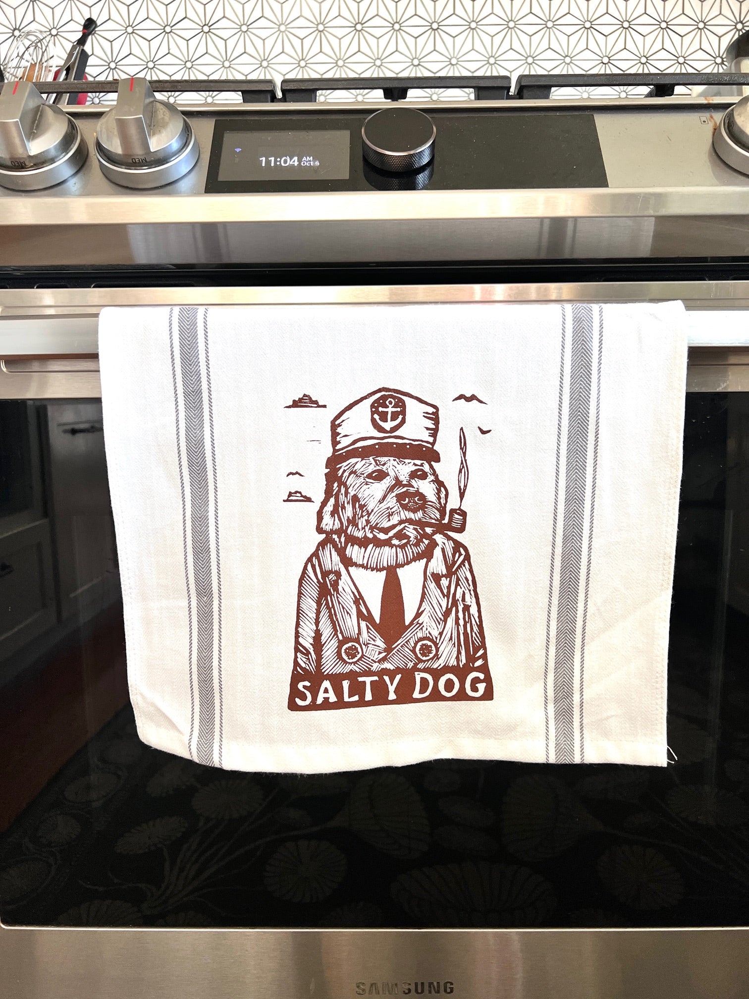 SALTY DOG - tea towel all cotton kitchen cooking baking food dogs - Towel