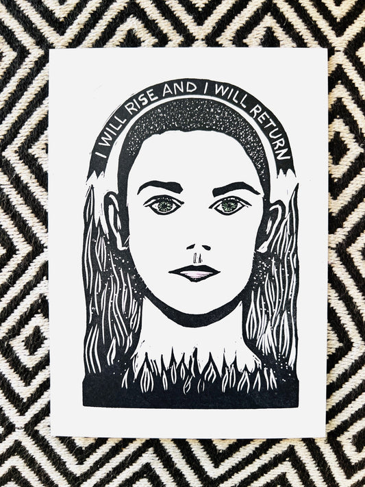 Sinead O’Connor I will rise and I will return:: block print music Ireland woman - Prints