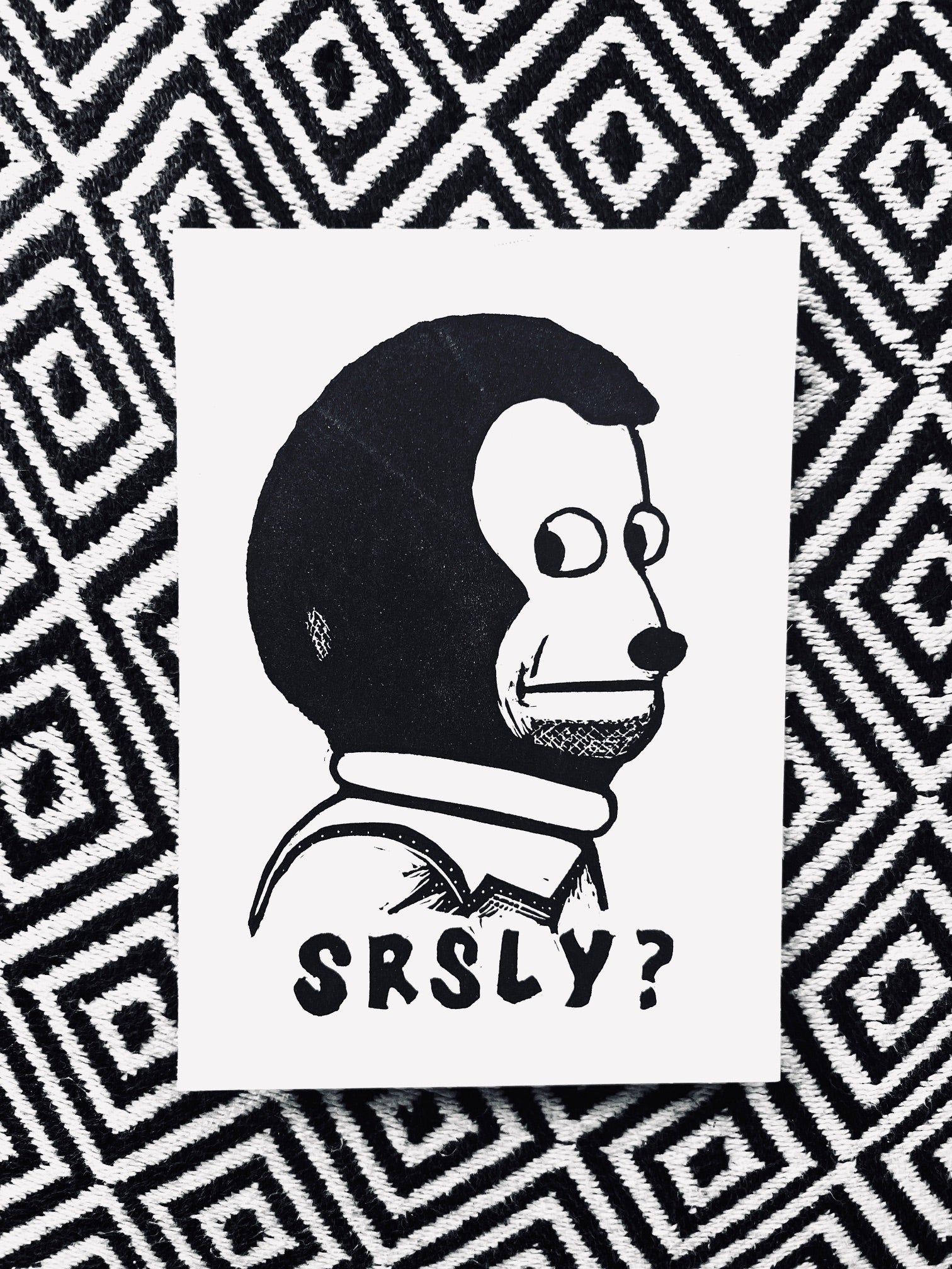 SRSLY? side-eye meme:: block print - Prints