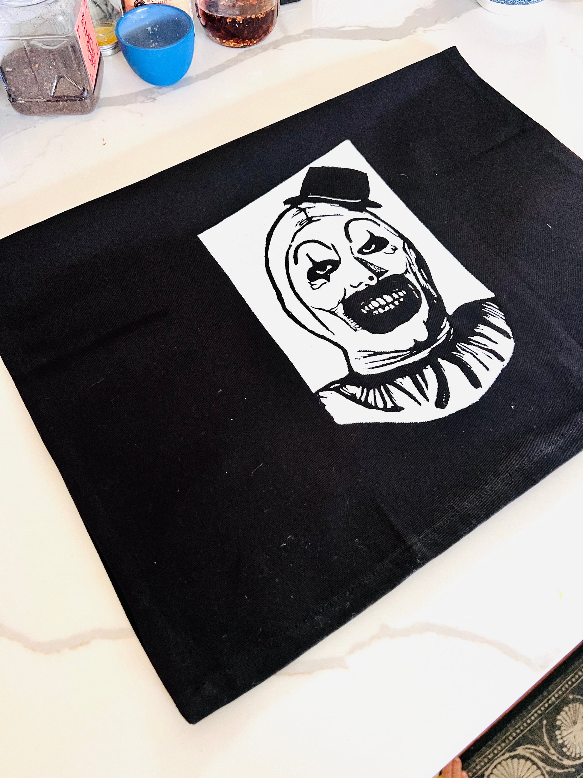 Terrifier Art the Clown HALLOWEEN - tea towel all cotton kitchen cooking baking food - Towel