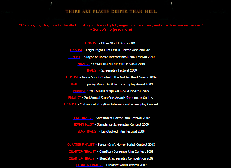 THE SLEEPING DEEP:: Award-Winning Fantasy Horror Feature Screenplay Spec - Screenplay