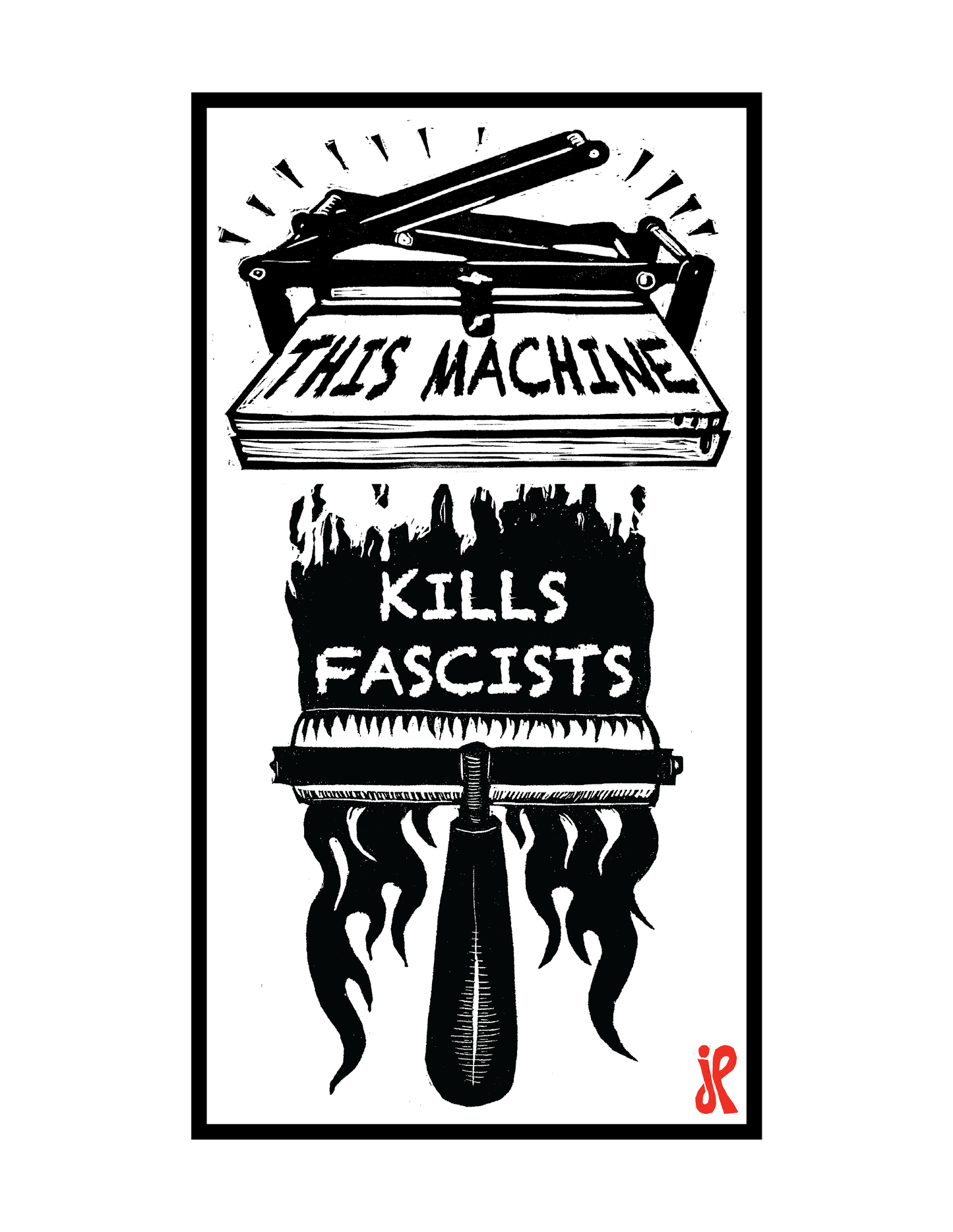 This Machine Kills Fascists (8.5 x 11’’) inkjet print from original block prints - Arts & Crafts